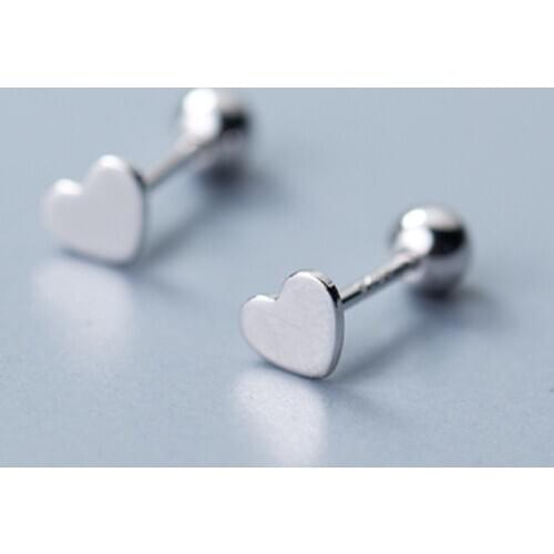 S925 pure silver stud earrings for women fine jewelry minilist love heart shaped small studs ear piercing accessory girl gifts