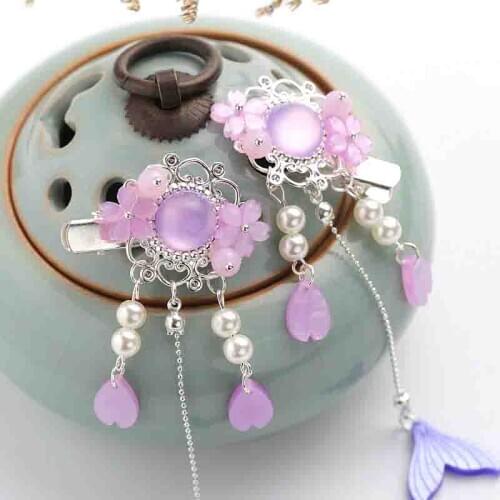 1 pc Chinese Traditional Hanfu Dress Long Tassel Flower Hairpins Clips Bride Noiva Bridal Wedding Party Hair Jewelry Headpieces