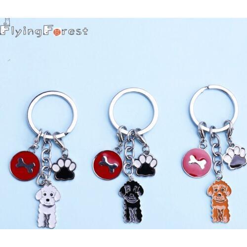 Key Chain Metal Dog Feet Charm Poodle Teddy Dog Key Ring Pet Tag Keychains Fashion Jewelry Pendants Gift To Best Friend Women
