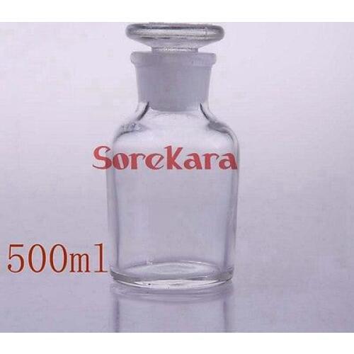 500ml Glass Reagent Bottle With Ground-in Glass Stopper Narrow Mouth Transparent Glass Bottle