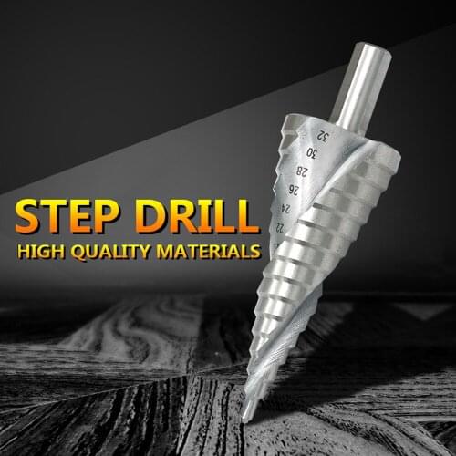 4-12mm/4-20mm/4-32mm HSS Pagoda Drill Bit Double Spiral Grooved Step Drill Bit Metal Cone Triangle Shank Hole Metal Steel Drill