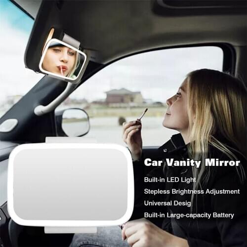 LED Car Interior Mirror with Touch Switch 400mAh Makeup Mirror Sun Visor Baby Car Mirror Rear View Mirror car Cosmetic Mirror