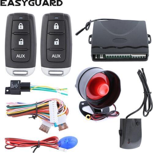 EASYGUARD Quality universal One way car alarm system auto remote lock unlock remote trunk release anti-hijacking shock alarm