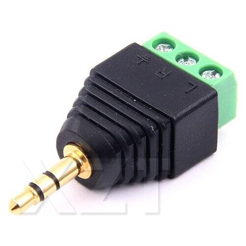 Video AV Balun 3.5mm 1/8"stereo male to AV Screw Terminal Stereo jack 3.5 mm male 3 pin Terminal Block Plug connector