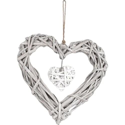 Vintage Hanging Heart Shape Wreath, Garland for Wall Window Front Door Party Valentines Day Decor Ornament