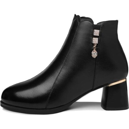 Round Toe Thick Heel WomenS Boots, Solid Color Short Boots With Side Zipper, WomenS Platform Shoes