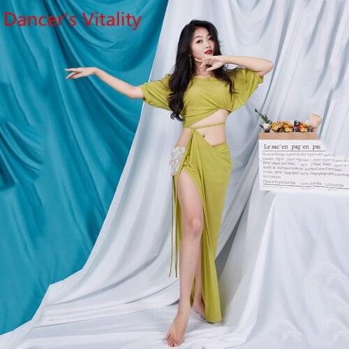 Belly Dance Costume womens long dress performance Set 2020 new suit short sleeve summer training clothes for Lady dance wear