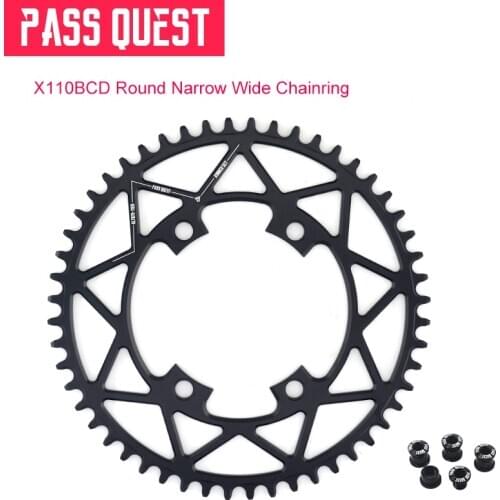 PASS QUEST X110 / 4 BCD 110BCD Round Road Bike Narrow Wide Chainring 36T-58T 105 R2000 R3000 4700 5800 6800 DA9000 Crankset