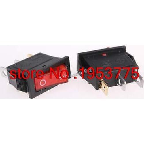 10pcs AC 250V 16A Red Light Illuminated ON/OFF 2 Position SPST Boat Rocker Swit