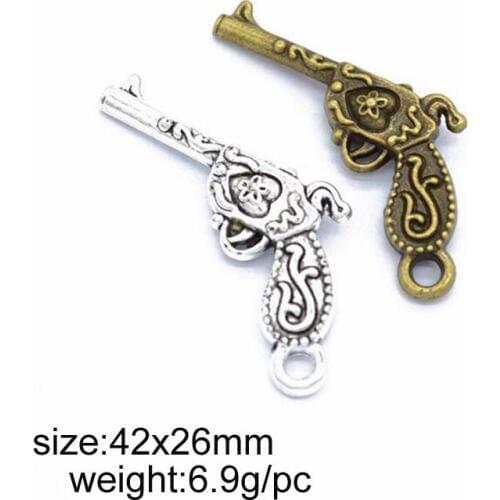 15pcs 42x26mm Two Plating Color Available Alloy Heart In Handgun Charm Pendant Fit For DIY Vintage Choker Necklace Making