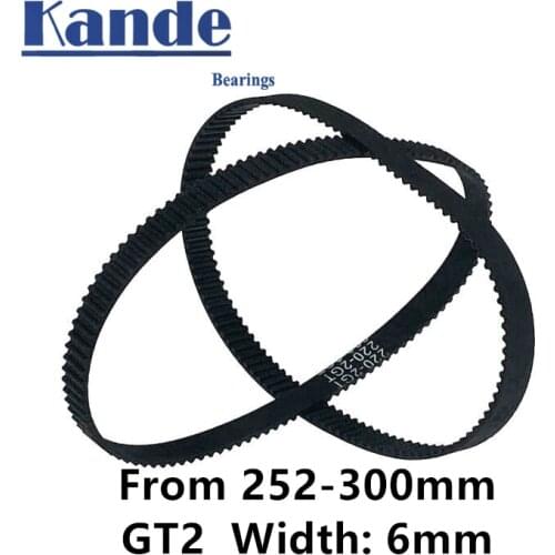3D Printer Parts GT2 6mm Closed Loop Rubber Timing Belt 252 260 264 268 270 274 278 280 284 288 290 292 294 300mm 2GT 1pcs
