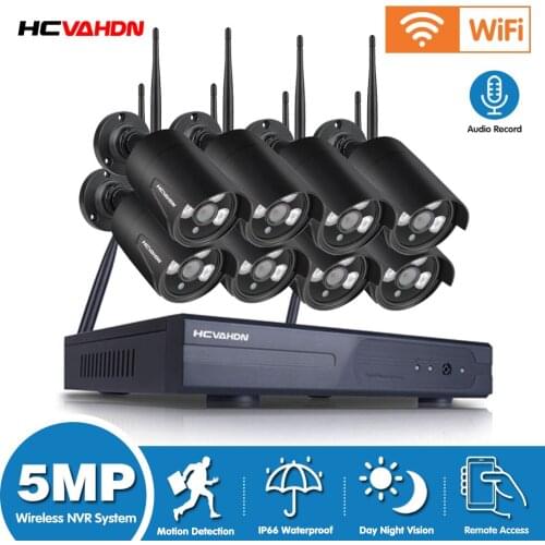5.0MP Wifi Video Surveillance Kits 8CH Wireless CCTV System Outdoor Night Vision Security Waterproof IP Camera WIFI Set 8Channel