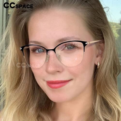 53200 Women Anti Blue Light Metal Optical Glasses Frames for Ladies Spring Leg Cat Eye Fashion Computer Eyeglasses