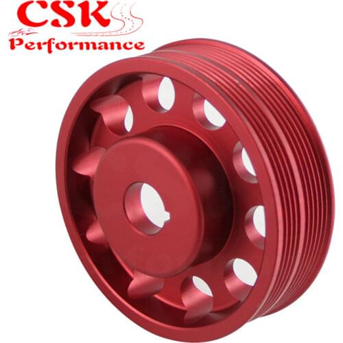 Aluminum Light-Weight Crankshaft Crank Pulley Fits For Subaru Impreza WRX STI Gray/Red/Black