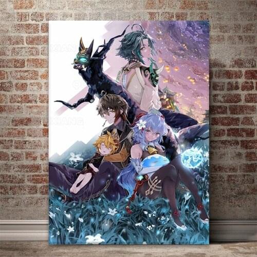 Genshin Impact Game Anime Figure Poster Decoration Art Decor Painting Home Decor for Pub Club Casino Wall Decoration