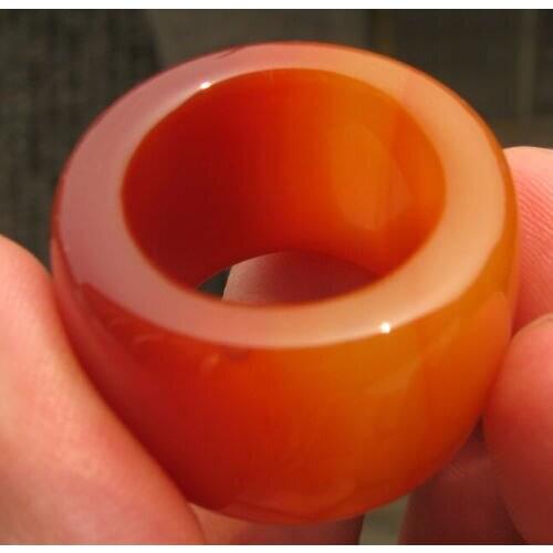 Free shipping 0x China natural red onyx hand carved band man ring