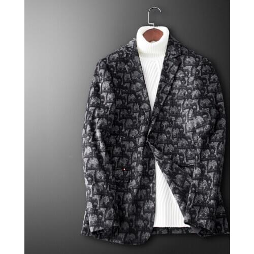 Floral Mens High Quality Blazer 2020 Autumn New Basic Woolen Vintage Jacket Cotton Casual Coats Top Men Jackets X3
