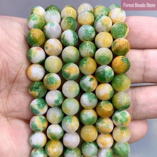 6/8/10/12mm Green Yellow Persian Jades Natural Stone Beads Round Spacer Beads DIY Accessories Bracelet for Jewelry Making 15