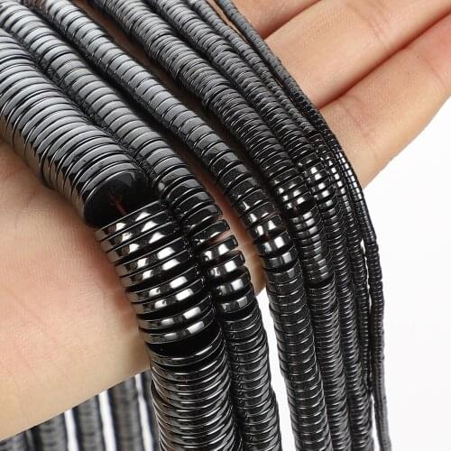 Cylinder Black Hematite Natural Stone Beads Round Loose Beads For Jewelry Making DIY Bracelet Necklace Accessories Beads 6-20mm