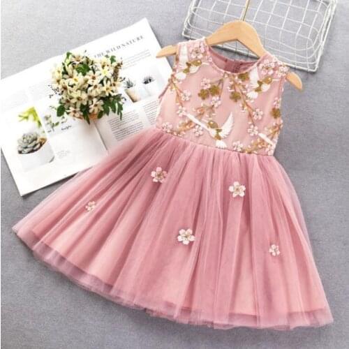 European and American childrens wear 2020 summer new style Short sleeved fashionable floral embroidery baby girl dress