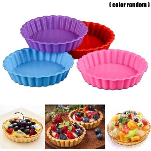 1PC Eco-friendly Silicone Cake Mold Fruit Pie Egg Tarts Mold Baking Tray Round Fondant Cake Mold Pie Bakeware Pan Baking Tools