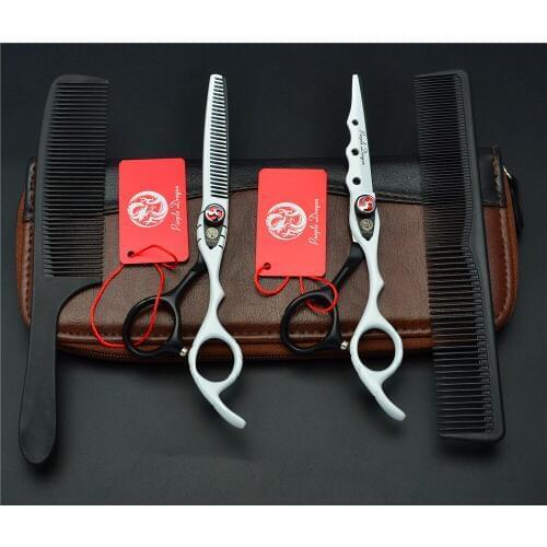Purple Dragon 6 inch Professional Barber scissors Hair scissors Hairdressing scissors Straight Thinning Hair Cutting shear