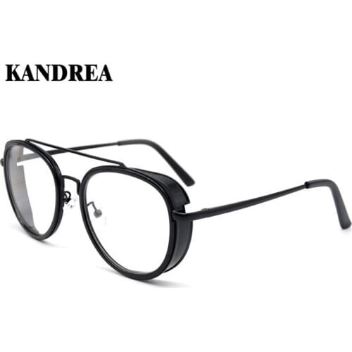 KANDREA 2021 New Trends Office Unisex Oversized Round Glasses Frame Computer Women Metal Eyeglasses Big Size Men Eyewear Frame