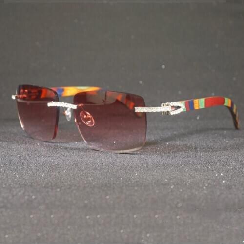 Classic Men Women Sunglasses Diamond Carter Sun Glasses Oversized Square Wooden Sunglass Vintage Wood Male Eyewear Decoration