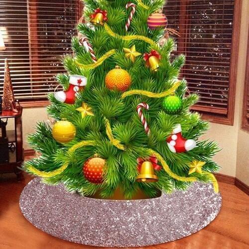 Beautiful Photography Tree Skirt Christmas Tree Round Skirt Carpet New Shiny Fabric Golden Glitter Christmas Tree Mat