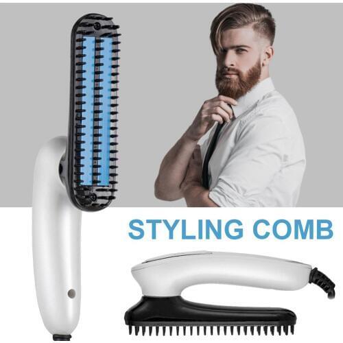 Portable Men Foldable Beard Straightening Comb Electric Hair Straighter Brush Multi-function Women Hair Styling Combs EU Plug