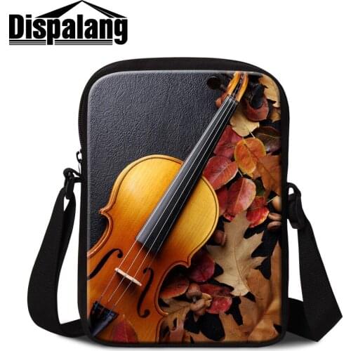 Trendy Messenger Bags for Girl Pretty Sling Flap Bag for Women Awesome Shoulder Shell Postal Design Musical Instrument Patterns
