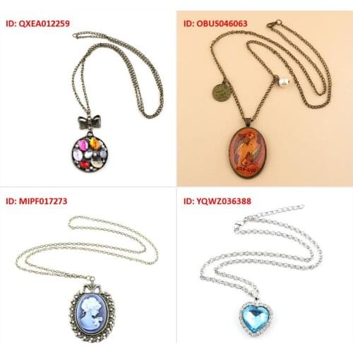 Fashion Jewelry Necklace Pendent Colorful Disc Bowtie Round Twelve Constellation Pisces Beauty Portrait Rhinestone Carve