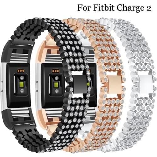 Fashion women’s For Fitbit Charge 2 five- flash drilling round bracelet for Fitbit Charge 2 smart watch replacement bracelet