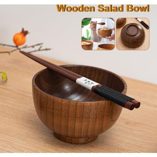 Cartoon Totoro Bowl Soup Salad Rice Noodle Bowls Natural Jujube Kids Original Wood Bowl Tableware Japanese Style Wooden Bowl