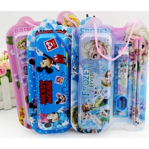 Disney cute creative cartoon stationery set pencil case ruler eraser sharpener combo set boy and girl writing supplies gift