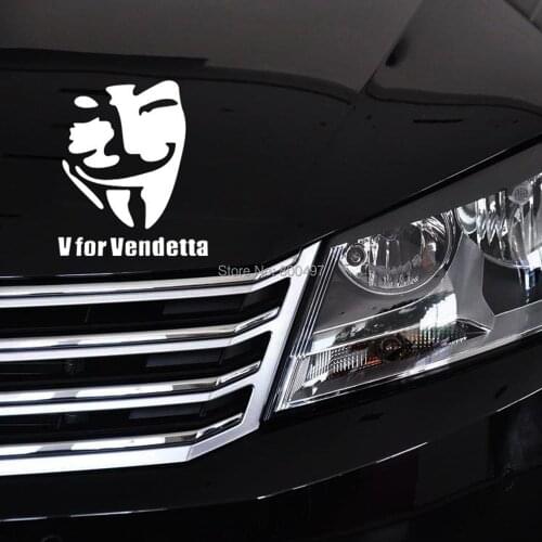 Newest Creative V For Vendetta Funny Warning Sticker Car Decoration Decals for Volkswagen BMW Benz Opel Peugeot Renault