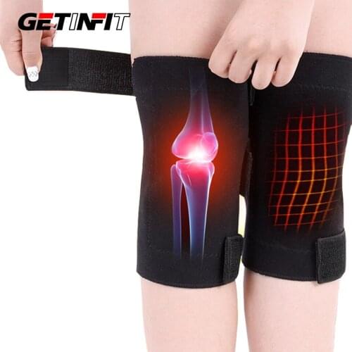 Getinfit 1 Pair Knee Brace Support Pads Self Heating Knee Pad Magnetic Therapy Support Adjustable Knee Massager Relieve Leg Pain