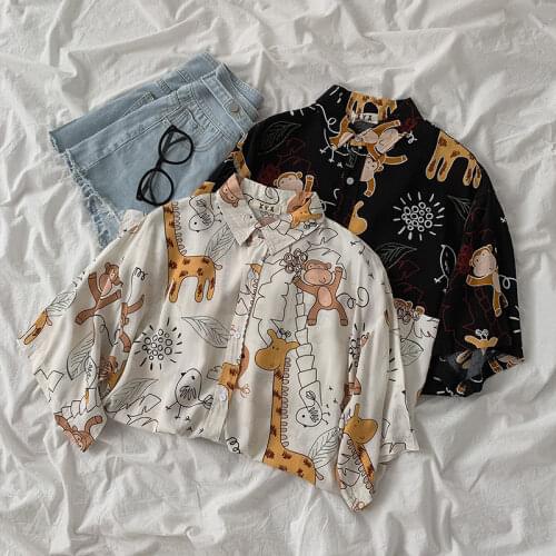 Turn Down Collar Single Breasted Chiffon Blouse Printed Short Sleeve Shirts Casual Loose Womens Tops and Blouses