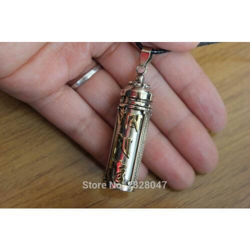 PN608 Tibetan Jewelry Copper Buddhist Six Words Mantra Men Prayer Box Amulet Handmade Nepal Gau Antiqued Pendant