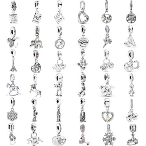 New Fashion Charm Original Silver Book Airplane Elephant Fawn Pendant Fits Original Pandora Lady Bracelet Jewelry Gift