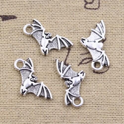 20pcs Charms Flying Bat Halloween 22x12mm Antique Silver Color Pendants DIY Crafts Making Findings Handmade Tibetan Jewelry