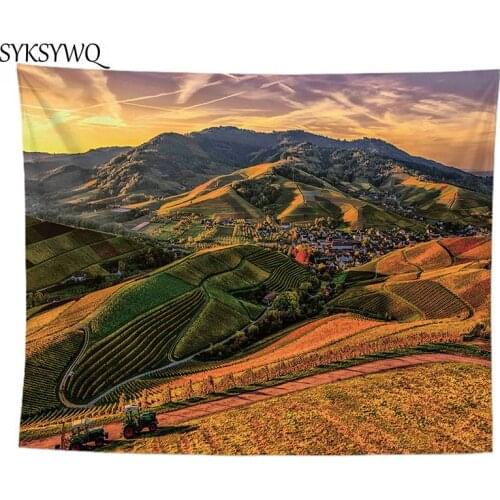 Nature scenery tapestry farmhouse field wall carpet psychedelic wall sheet 2020 new arrival wall rug dorm decor