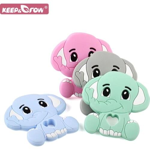 Silicone Teether Elephant Cartoon Animals 1pc Food Grade Pandent DIY Teething Oral Care Toys Tiny Rod Rodent Baby Molar Teethers