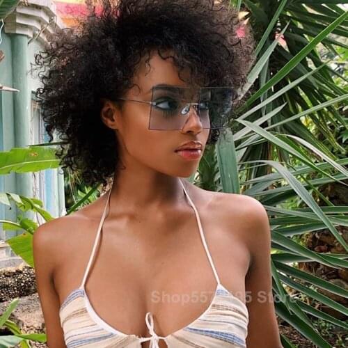 Big Rimelss Square Sunglasses Women 2020 Vintage Oversize Frameless Gradient Sun Glasses Female Sexy Cool Shades Gafas de sol