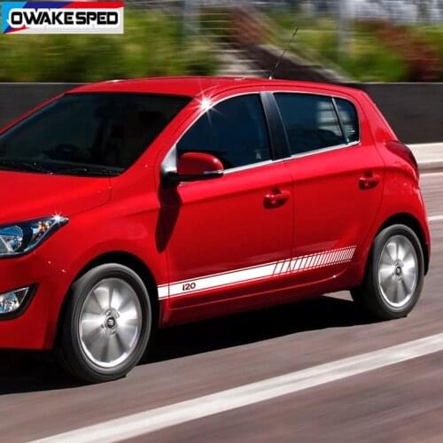 Sport Stripes Car Door Side Skirt Sticker For-Hyundai I20 Auto Body Decor Vinyl Decals Exterior Accessories