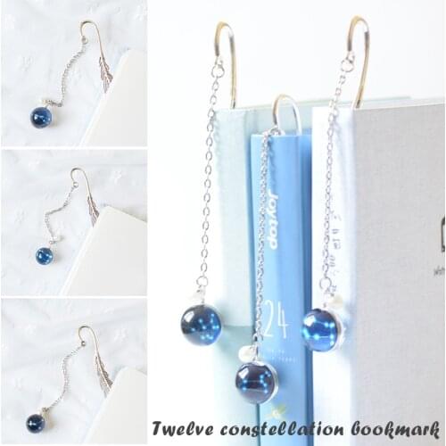 Creative Noctilucent Metal Feather Bookmark 12 Constellation Handmade Fluorescent Pendants Perfect Gift for Book Lover Reader
