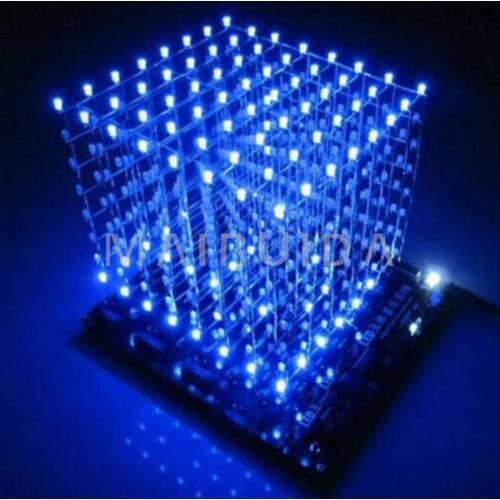 In stock! 3D8 light cube pcb board +60 s2+573+2803 3D LED cube 8*8*8 3mm Blue ray led