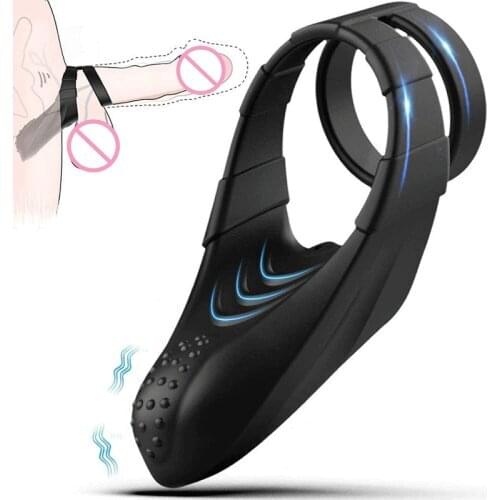 Male Vibrating Silicone Ring Penis Ring Lock Penis Sex Toy Delayed Ejaculation Vibrator Couple Sex Toy Adult Products For 18