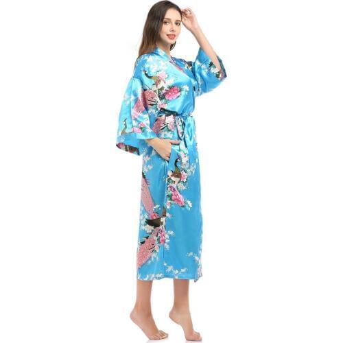 Japanese Costume Bath Floral Peacock gown robe Tokyo Fashion Japan National Trend Women Sexy Kimono Yukata Novelty Evening Dress