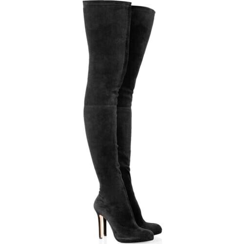 2021 Spring Womens Platform Boots Super High Heel Thin Heels Black Over The Knee Elastic Thigh Boots Sexy Shoes Woman Botas De